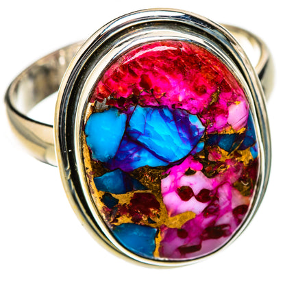 Kingman Pink Dahlia Turquoise Rings handcrafted by Ana Silver Co - RING126398 - Photo 2