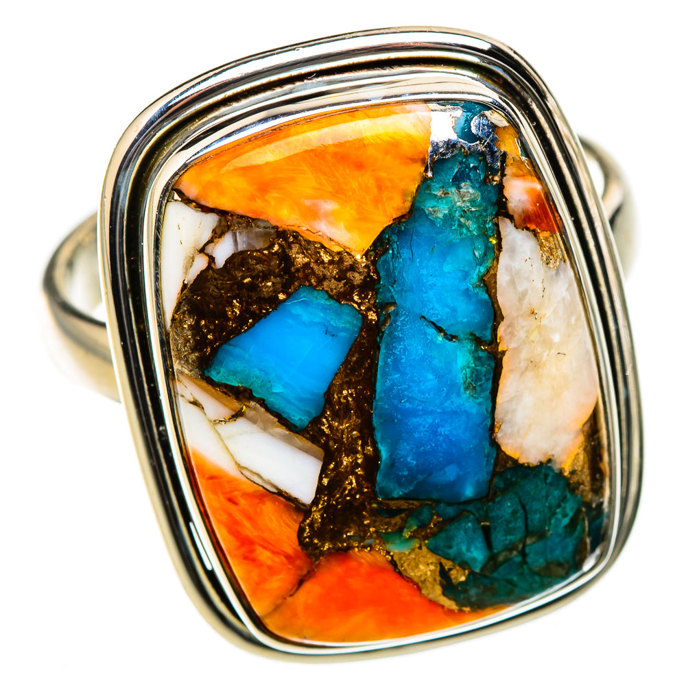 Spiny Oyster Turquoise Rings handcrafted by Ana Silver Co - RING126416 - Photo 2