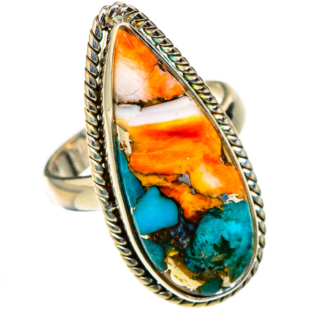 Spiny Oyster Turquoise Rings handcrafted by Ana Silver Co - RING126419 - Photo 2