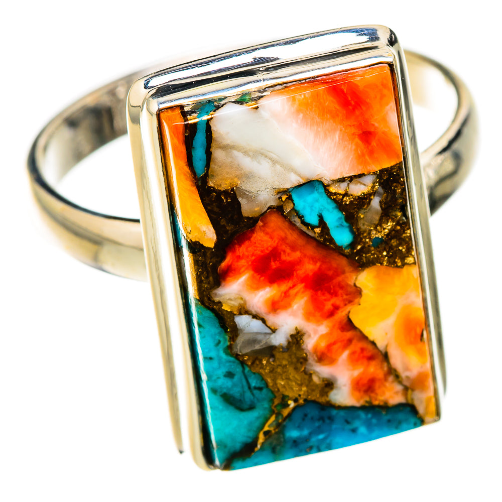 Spiny Oyster Turquoise Rings handcrafted by Ana Silver Co - RING126438 - Photo 2