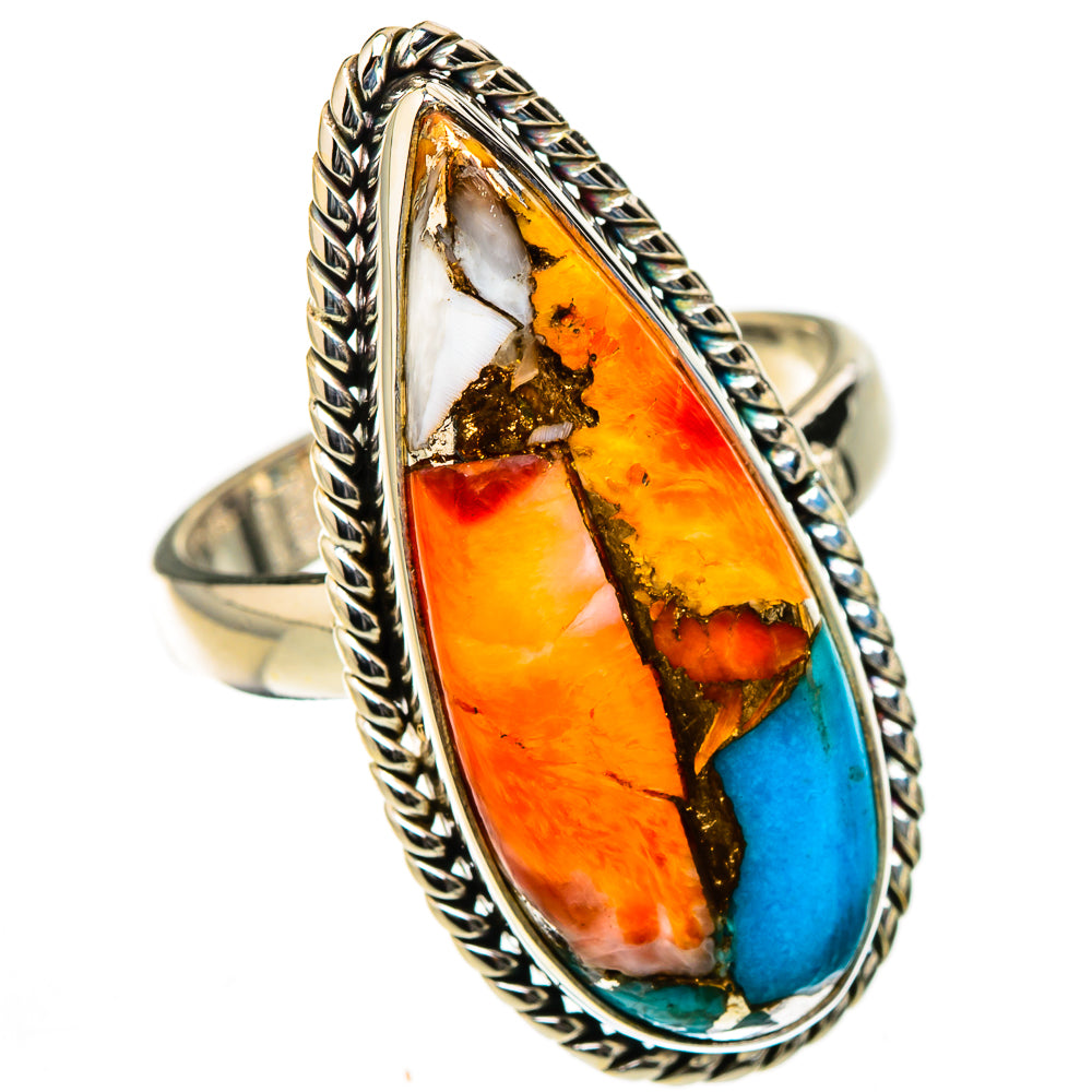 Spiny Oyster Turquoise Rings handcrafted by Ana Silver Co - RING126439 - Photo 2