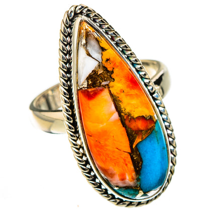 Spiny Oyster Turquoise Rings handcrafted by Ana Silver Co - RING126439 - Photo 2
