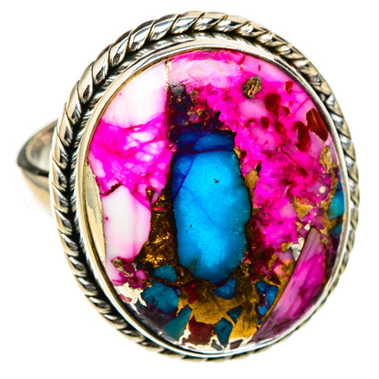 Kingman Pink Dahlia Turquoise Rings handcrafted by Ana Silver Co - RING126456 - Photo 2