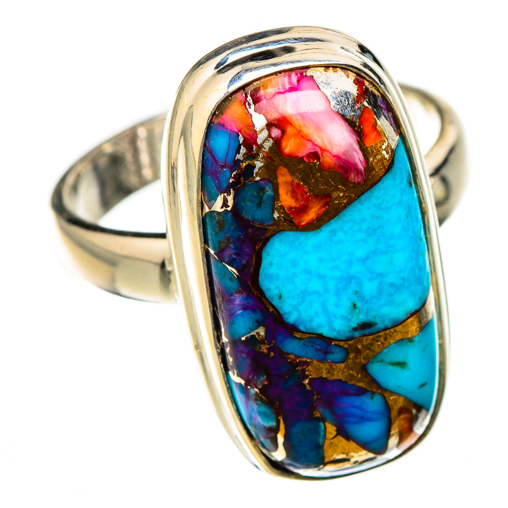 Kingman Pink Dahlia Turquoise Rings handcrafted by Ana Silver Co - RING126481 - Photo 2