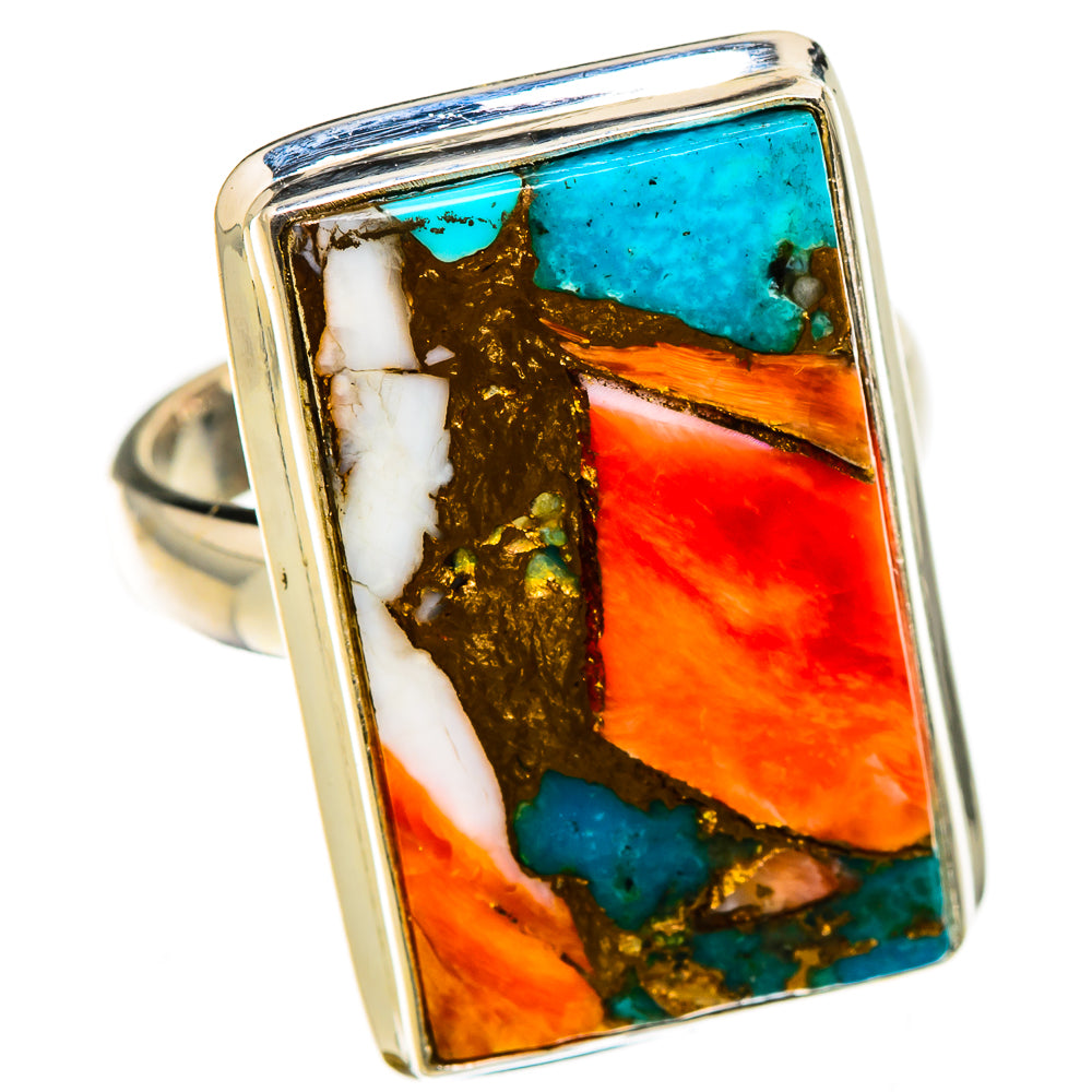 Spiny Oyster Turquoise Rings handcrafted by Ana Silver Co - RING126502 - Photo 2
