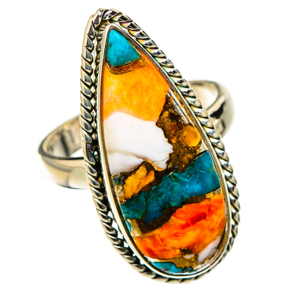 Spiny Oyster Turquoise Rings handcrafted by Ana Silver Co - RING126520 - Photo 2