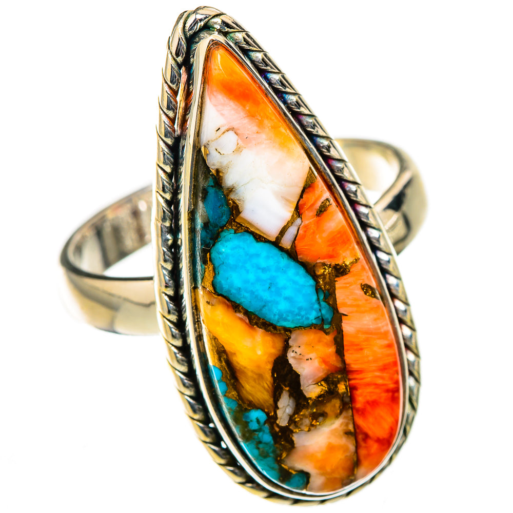 Spiny Oyster Turquoise Rings handcrafted by Ana Silver Co - RING126523 - Photo 2