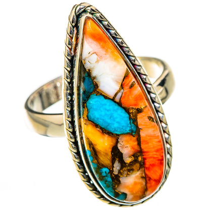 Spiny Oyster Turquoise Rings handcrafted by Ana Silver Co - RING126523 - Photo 2