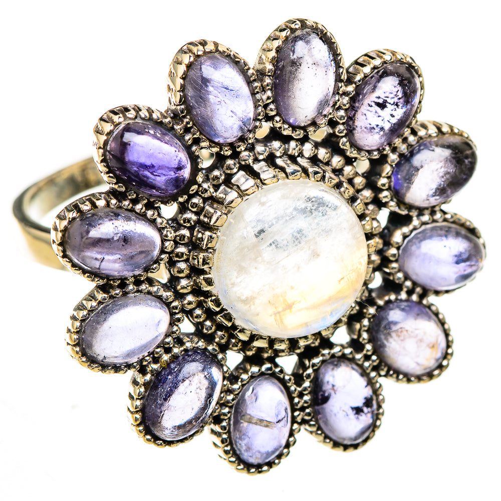 Rainbow Moonstone Rings handcrafted by Ana Silver Co - RING126636 - Photo 2