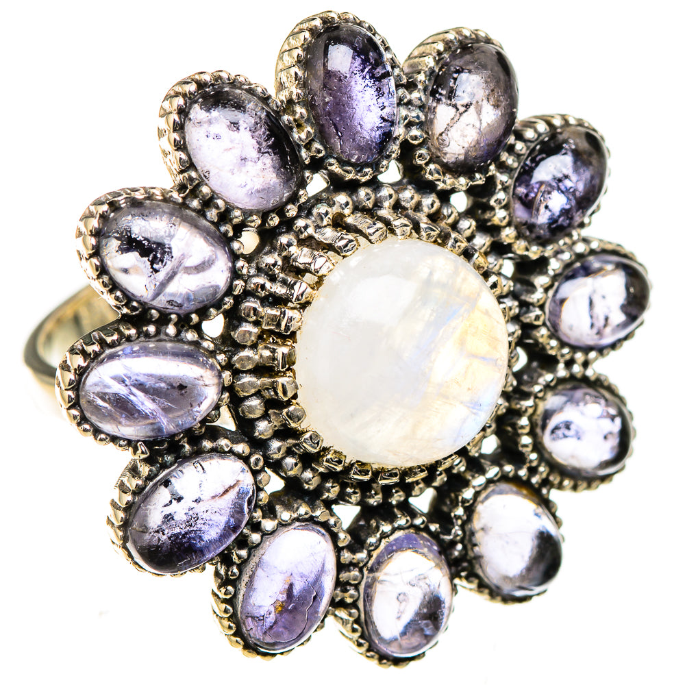 Rainbow Moonstone Rings handcrafted by Ana Silver Co - RING126638 - Photo 2