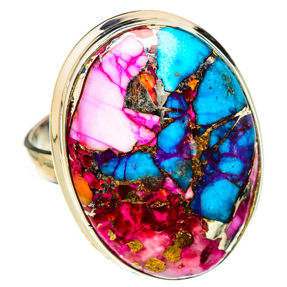 Kingman Pink Dahlia Turquoise Rings handcrafted by Ana Silver Co - RING126648 - Photo 2