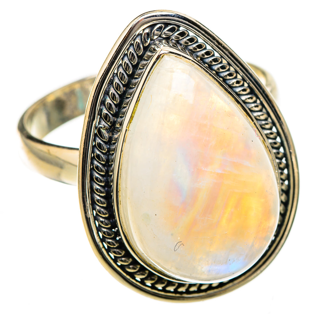 Rainbow Moonstone Rings handcrafted by Ana Silver Co - RING126667 - Photo 2