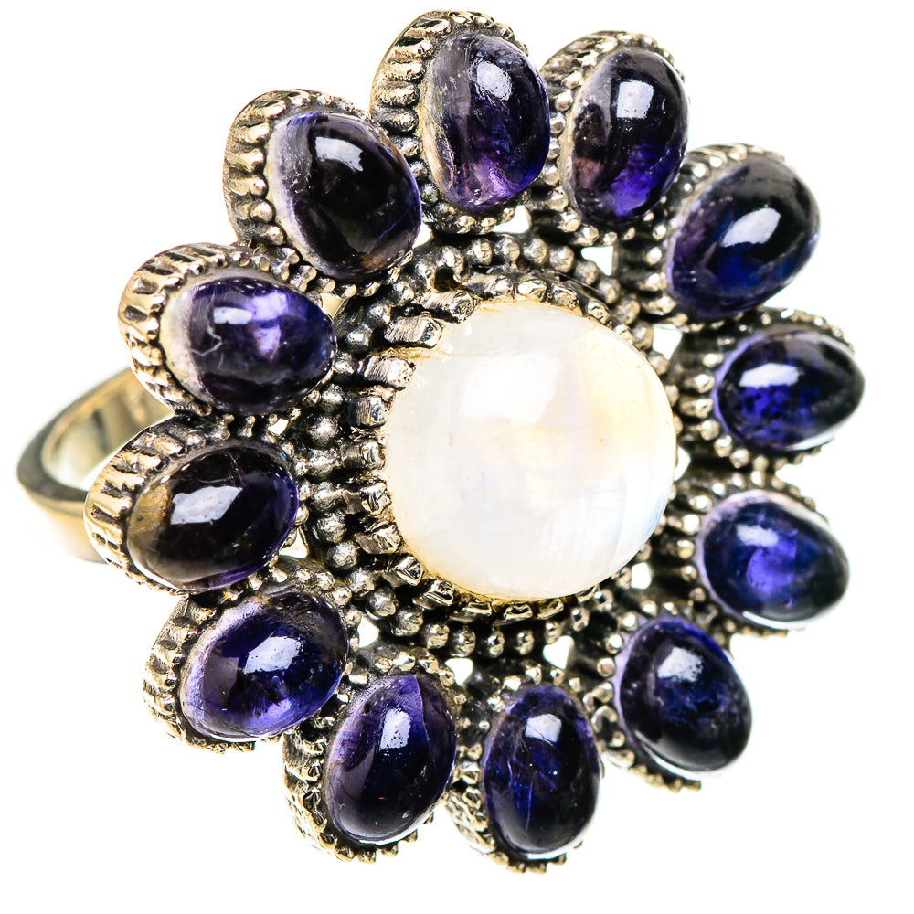 Rainbow Moonstone Rings handcrafted by Ana Silver Co - RING126682 - Photo 2
