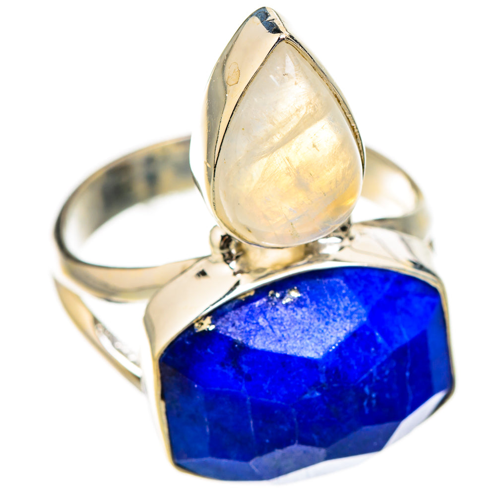Lapis Lazuli, Rainbow Moonstone Rings handcrafted by Ana Silver Co - RING126690 - Photo 2