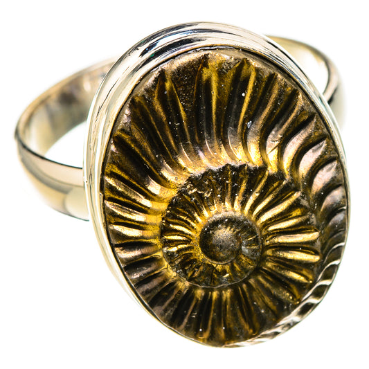 Pyrite Sea Shell Rings handcrafted by Ana Silver Co - RING126699 - Photo 2