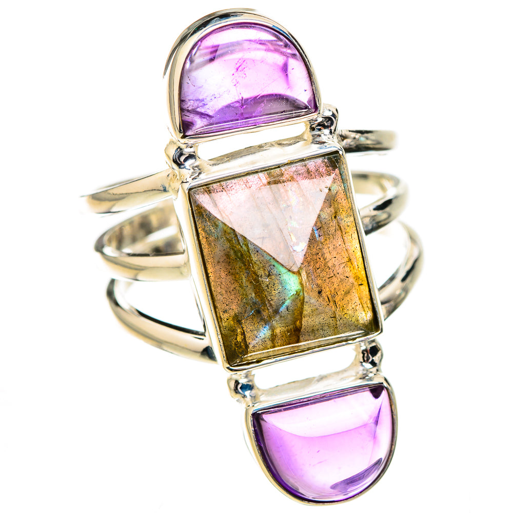 Labradorite, Amethyst Rings handcrafted by Ana Silver Co - RING126701 - Photo 2