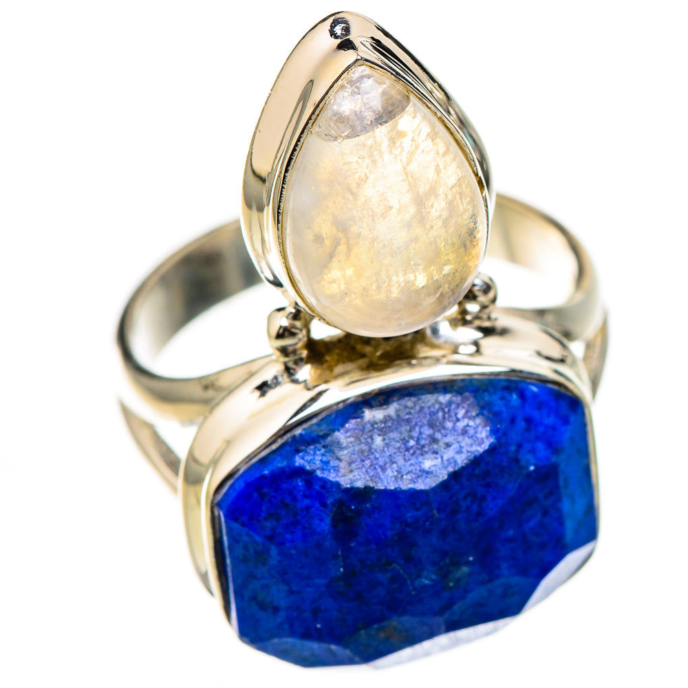 Lapis Lazuli, Rainbow Moonstone Rings handcrafted by Ana Silver Co - RING126705 - Photo 2