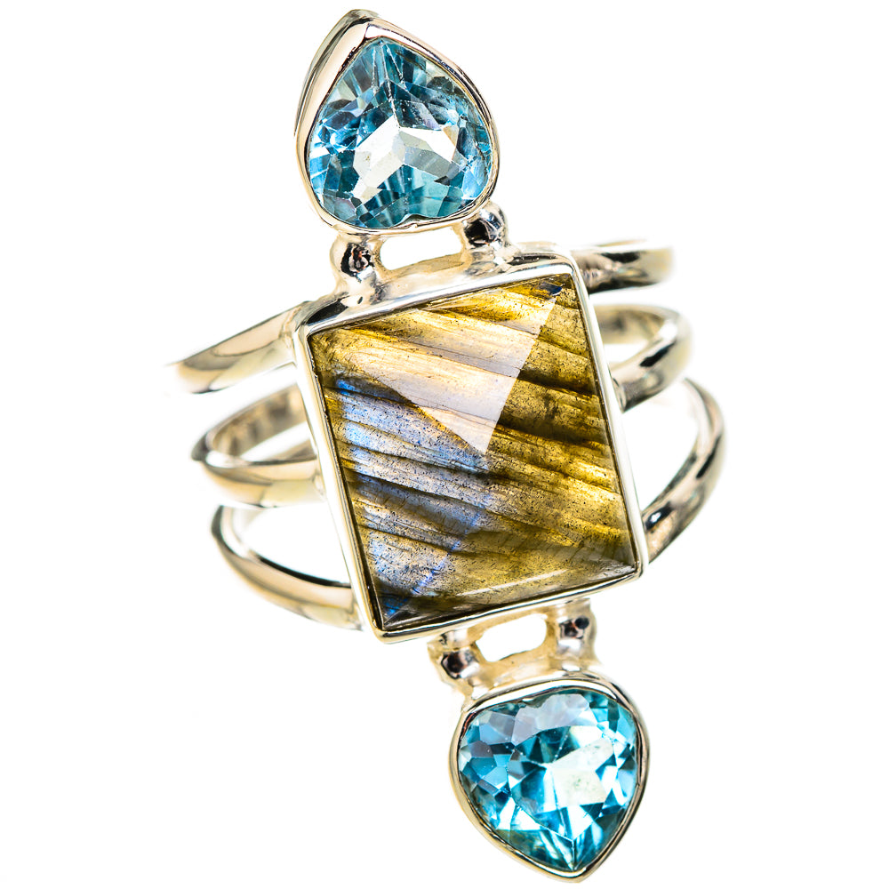 Labradorite, Blue Topaz Rings handcrafted by Ana Silver Co - RING126709 - Photo 2