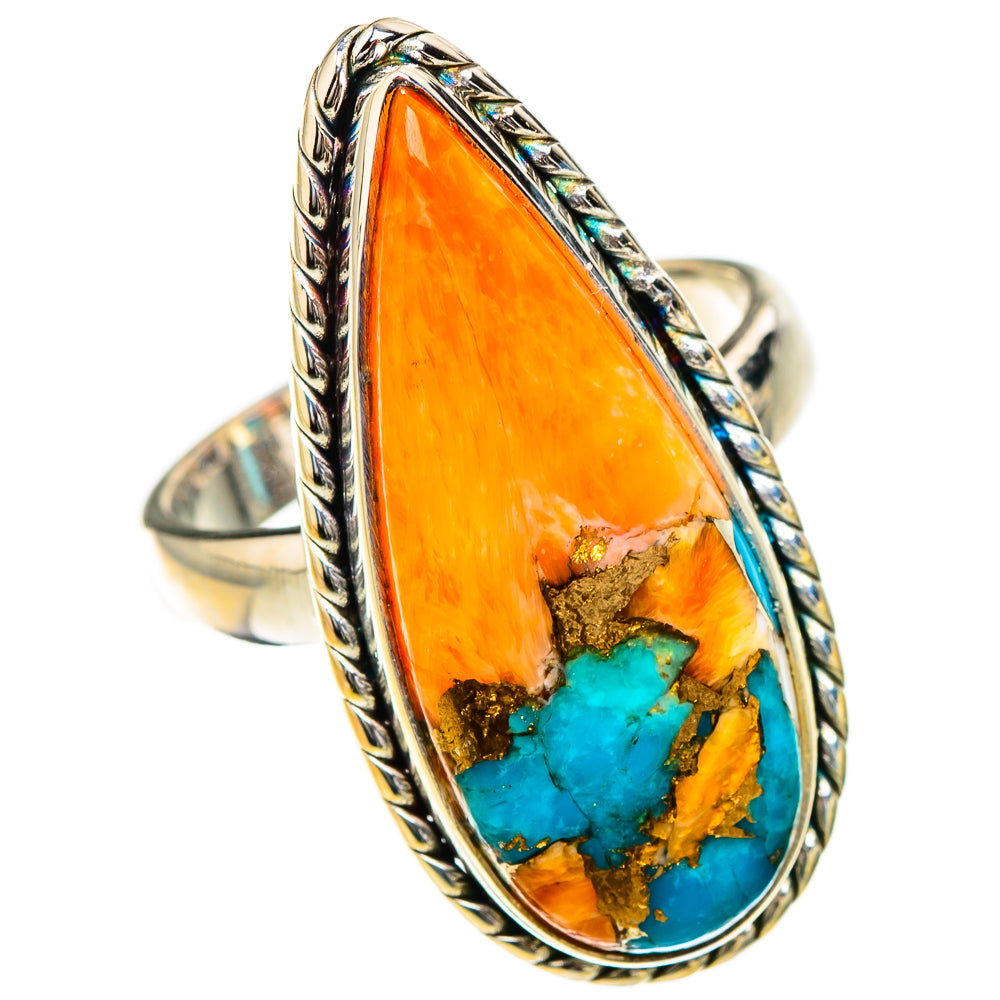 Spiny Oyster Turquoise Rings handcrafted by Ana Silver Co - RING126721 - Photo 2