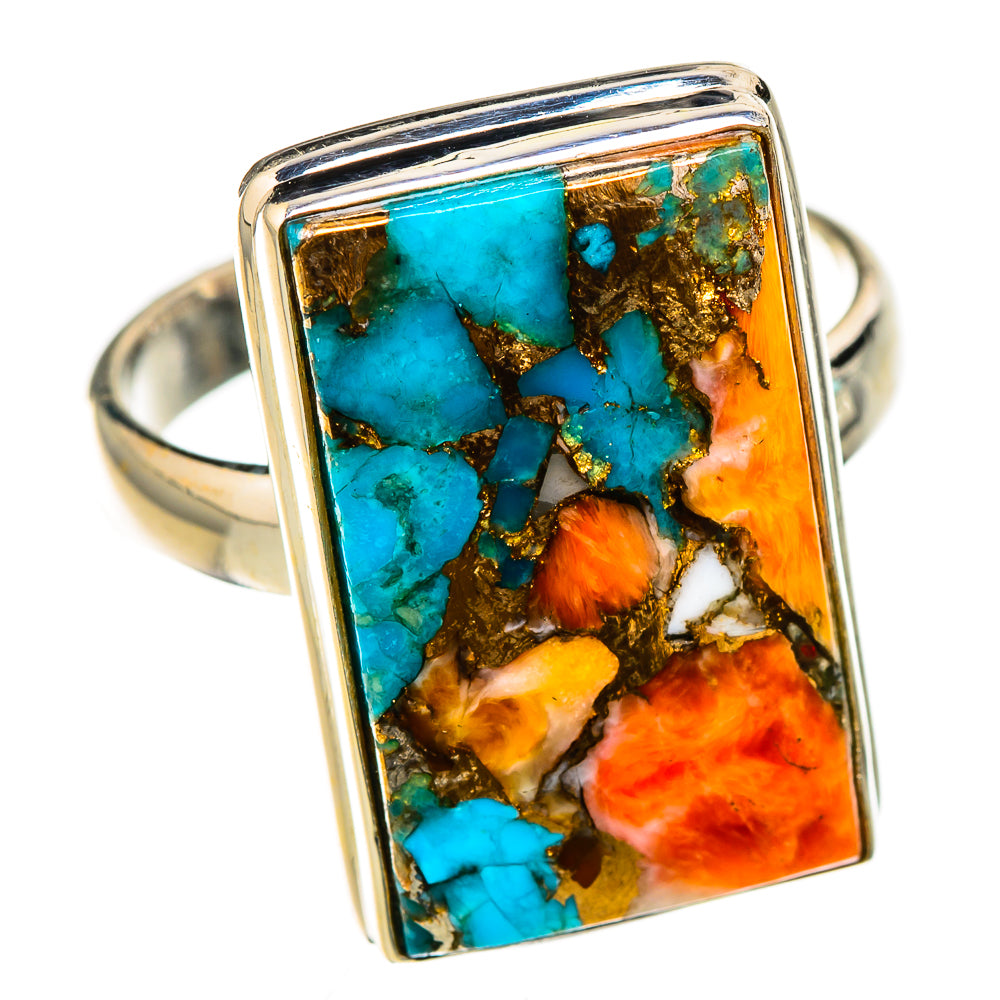 Spiny Oyster Turquoise Rings handcrafted by Ana Silver Co - RING126722 - Photo 2