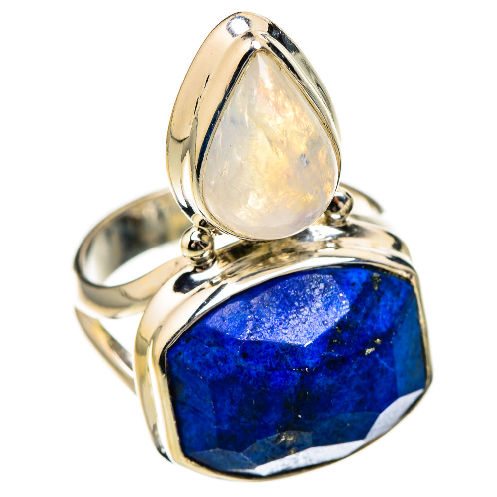 Lapis Lazuli, Rainbow Moonstone Rings handcrafted by Ana Silver Co - RING126724 - Photo 2