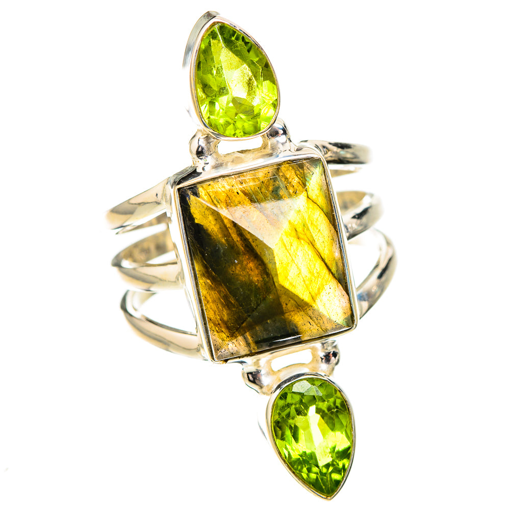 Labradorite, Peridot Rings handcrafted by Ana Silver Co - RING126729 - Photo 2