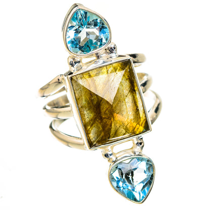 Labradorite, Blue Topaz Rings handcrafted by Ana Silver Co - RING126737 - Photo 2