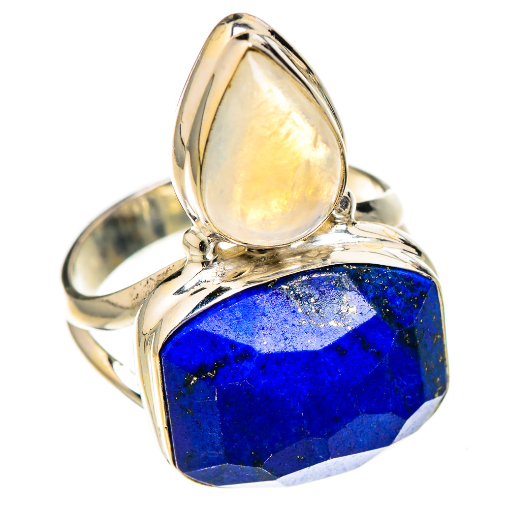 Lapis Lazuli, Rainbow Moonstone Rings handcrafted by Ana Silver Co - RING126742 - Photo 2