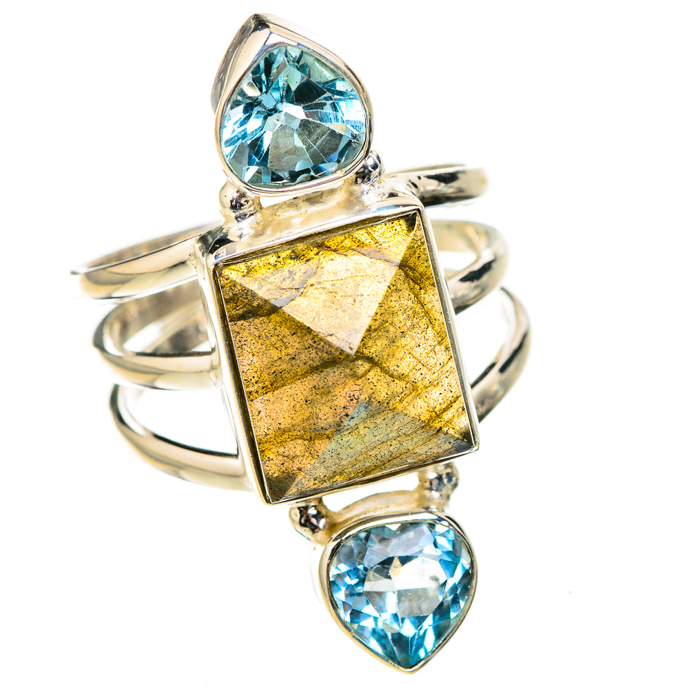 Labradorite, Blue Topaz Rings handcrafted by Ana Silver Co - RING126744 - Photo 2