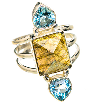 Labradorite, Blue Topaz Rings handcrafted by Ana Silver Co - RING126744 - Photo 2