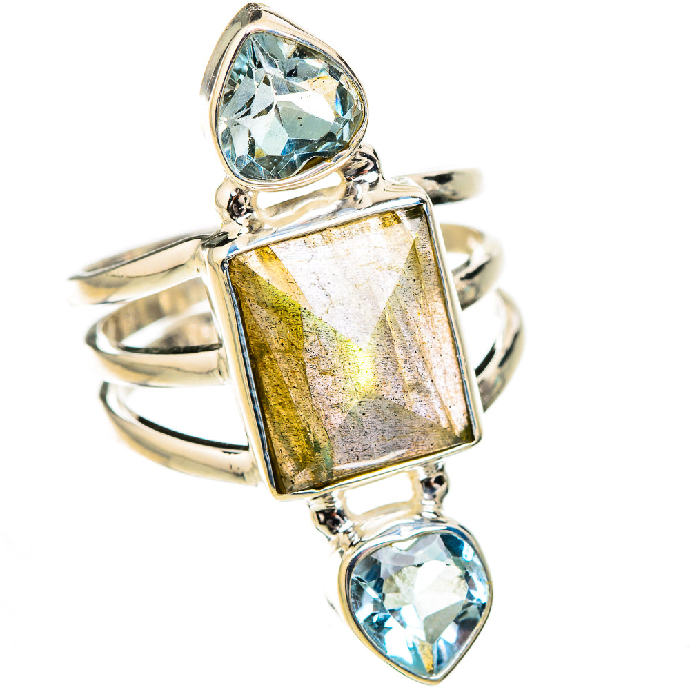 Labradorite, Blue Topaz Rings handcrafted by Ana Silver Co - RING126754 - Photo 2