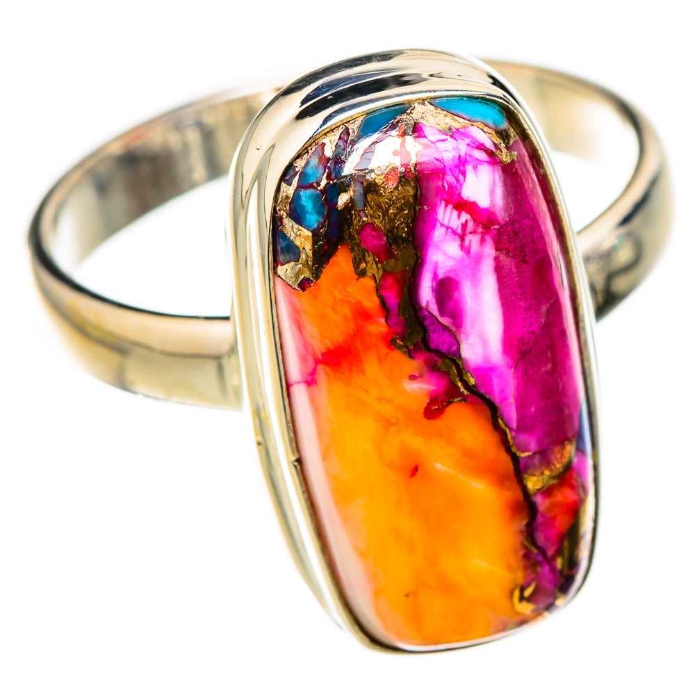 Kingman Pink Dahlia Turquoise Rings handcrafted by Ana Silver Co - RING126756 - Photo 2