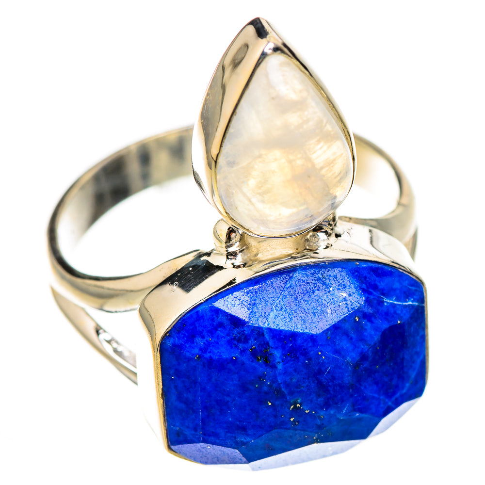 Lapis Lazuli, Rainbow Moonstone Rings handcrafted by Ana Silver Co - RING126759 - Photo 2
