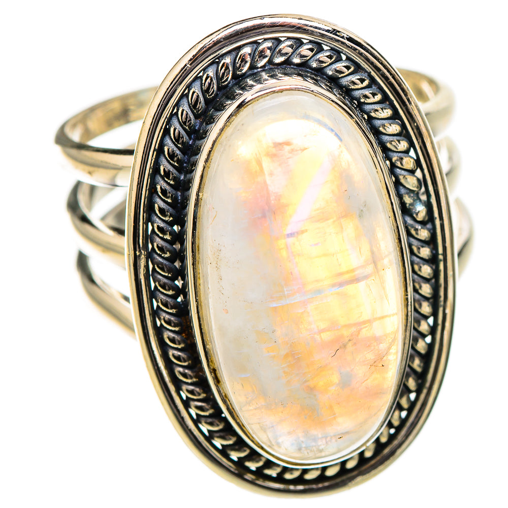 Rainbow Moonstone Rings handcrafted by Ana Silver Co - RING126769 - Photo 2