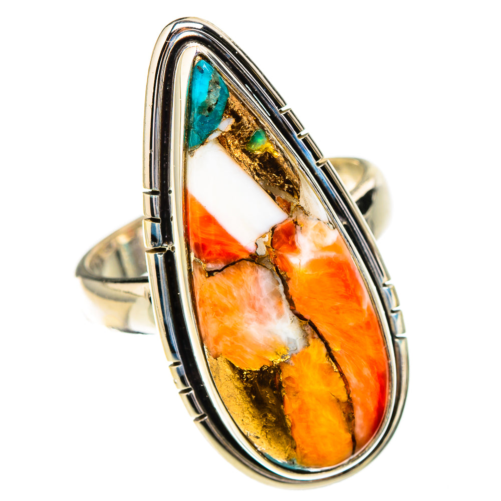 Spiny Oyster Turquoise Rings handcrafted by Ana Silver Co - RING126789 - Photo 2