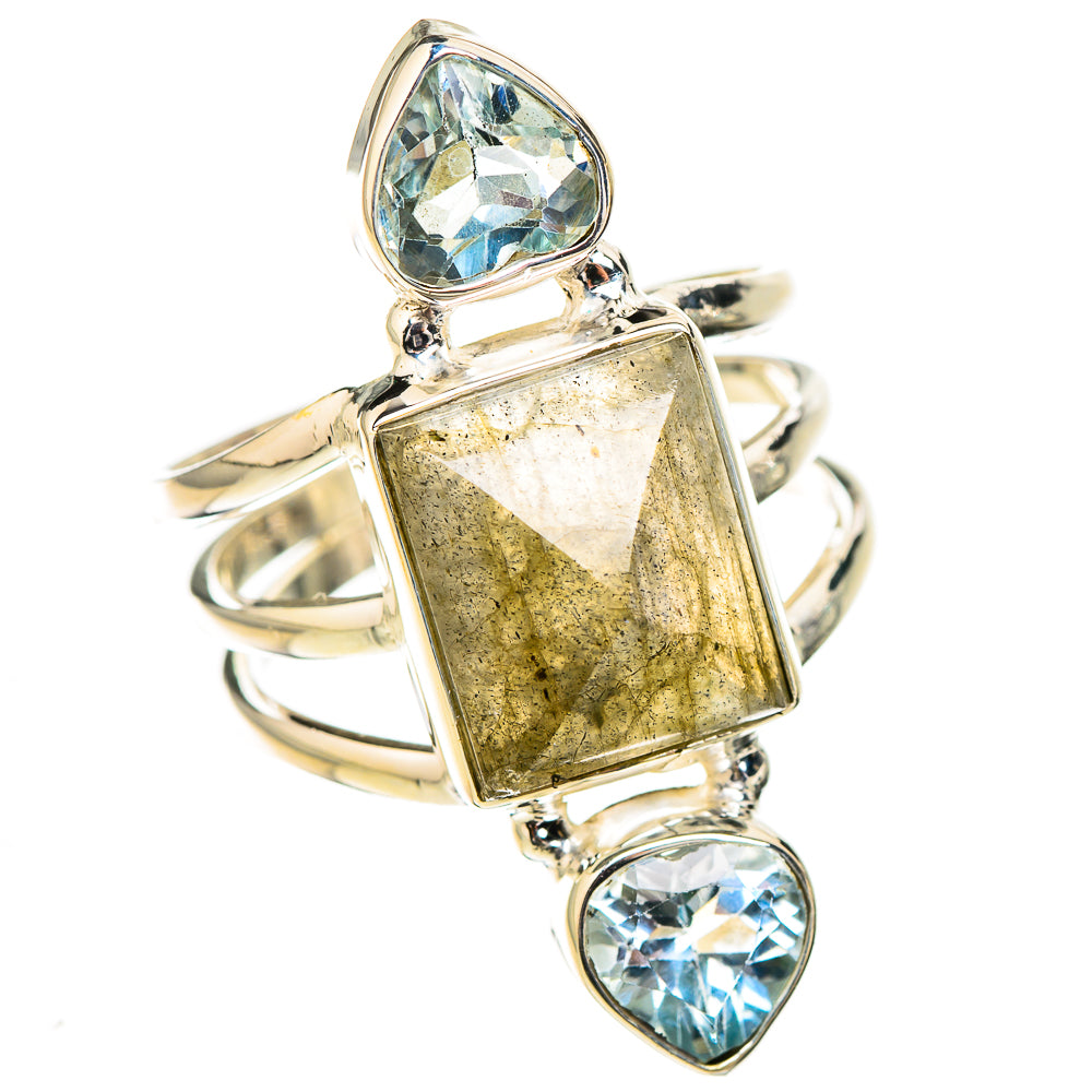 Labradorite, Blue Topaz Rings handcrafted by Ana Silver Co - RING126792 - Photo 2