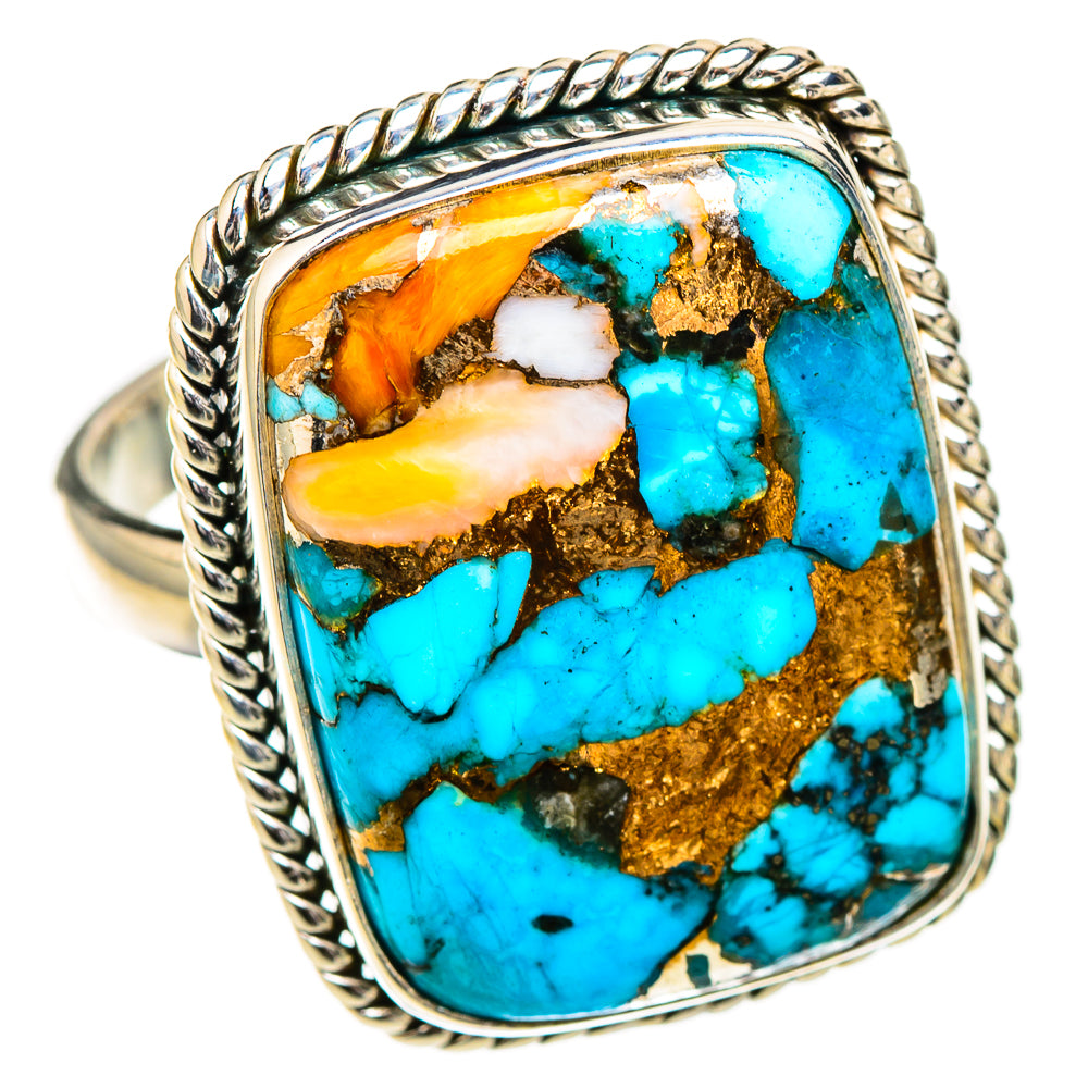 Spiny Oyster Turquoise Rings handcrafted by Ana Silver Co - RING126794 - Photo 2