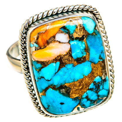 Spiny Oyster Turquoise Rings handcrafted by Ana Silver Co - RING126794 - Photo 2