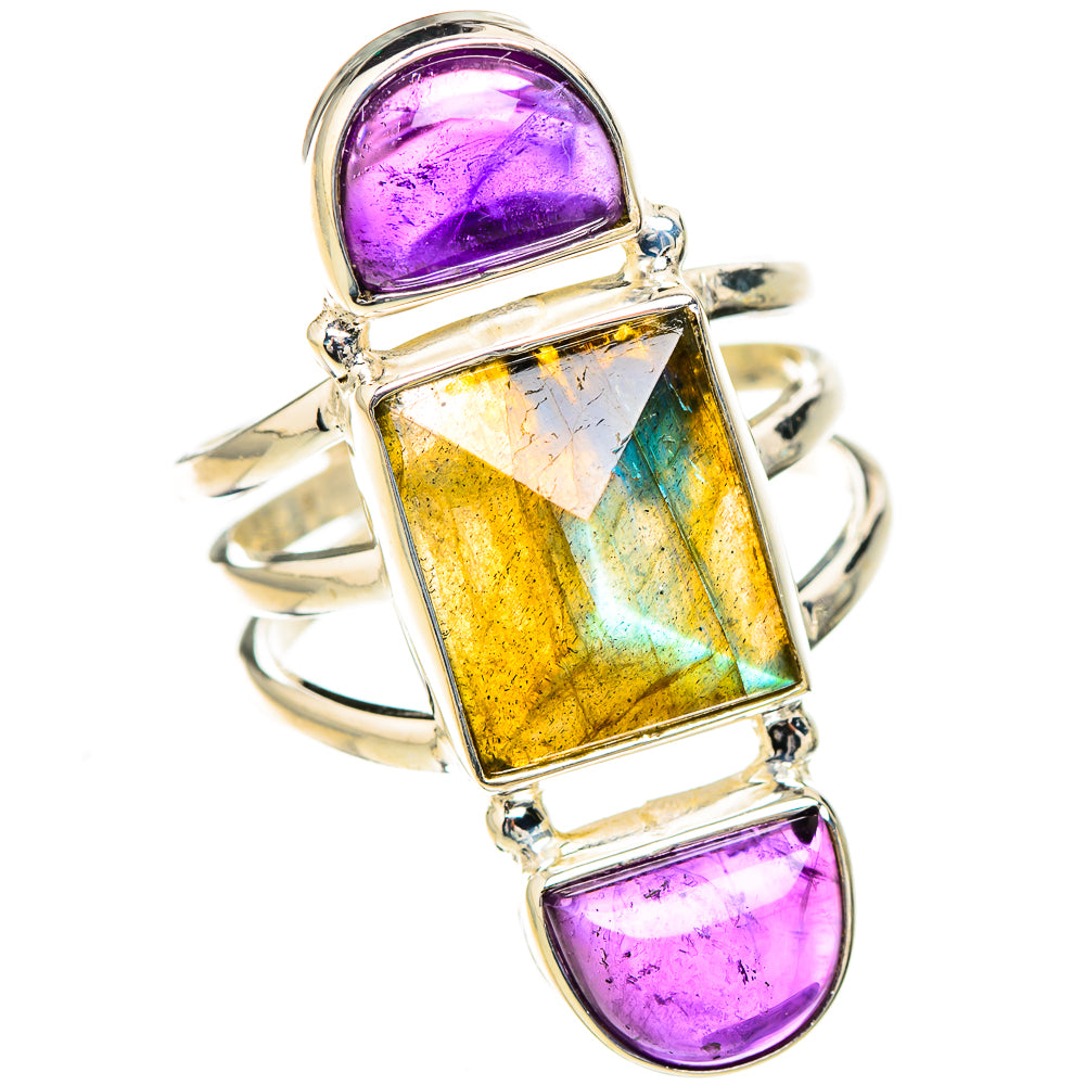 Labradorite, Amethyst Rings handcrafted by Ana Silver Co - RING126815 - Photo 2