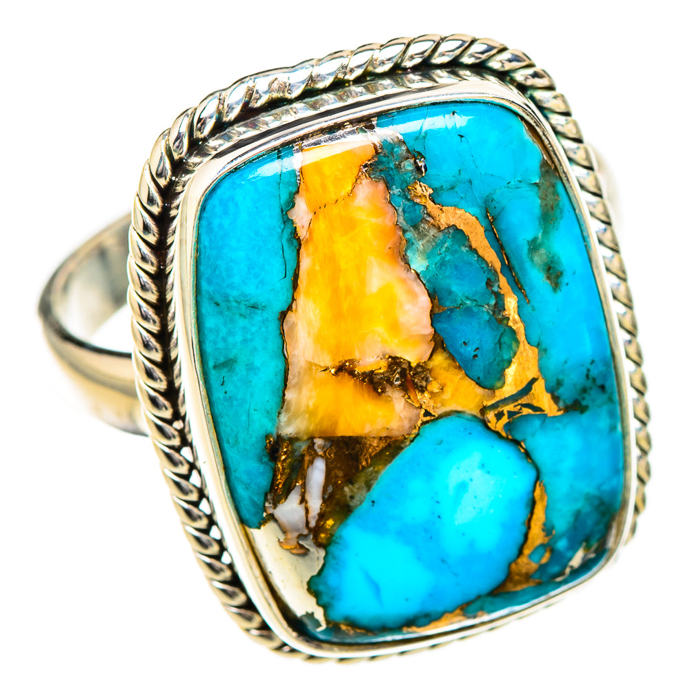 Blue Copper Composite Turquoise Rings handcrafted by Ana Silver Co - RING126817 - Photo 2