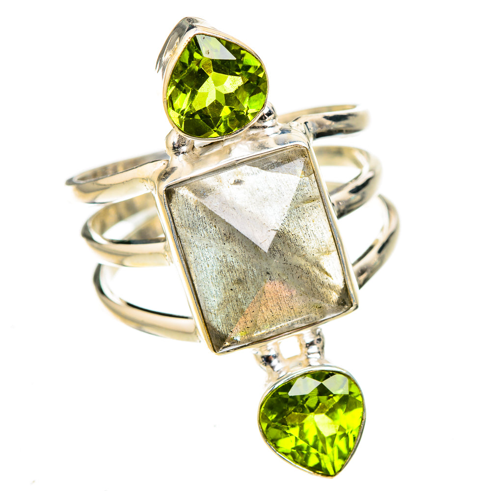Labradorite, Peridot Rings handcrafted by Ana Silver Co - RING126818 - Photo 2