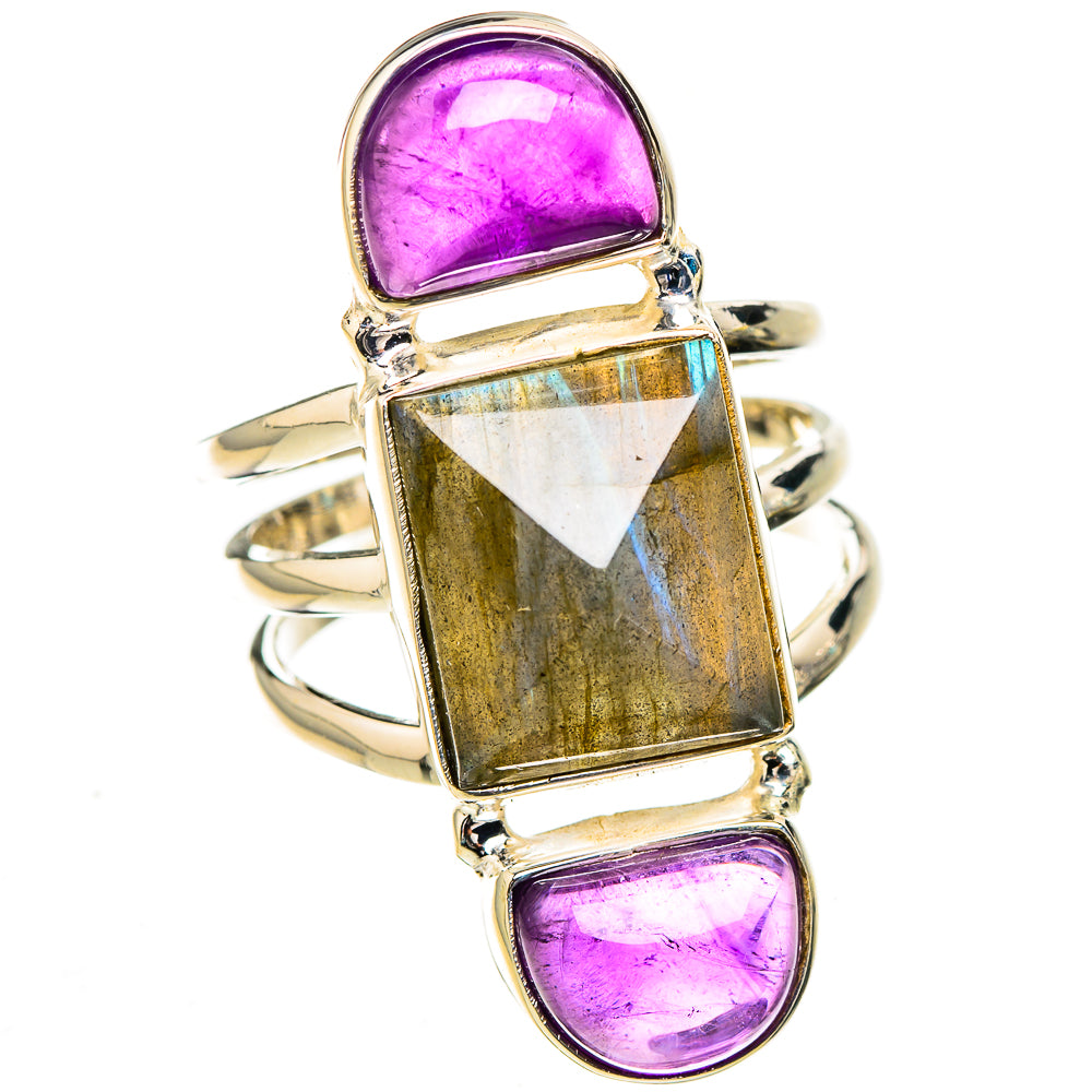 Labradorite, Amethyst Rings handcrafted by Ana Silver Co - RING126831 - Photo 2