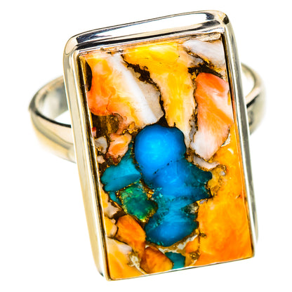 Spiny Oyster Turquoise Rings handcrafted by Ana Silver Co - RING126832 - Photo 2