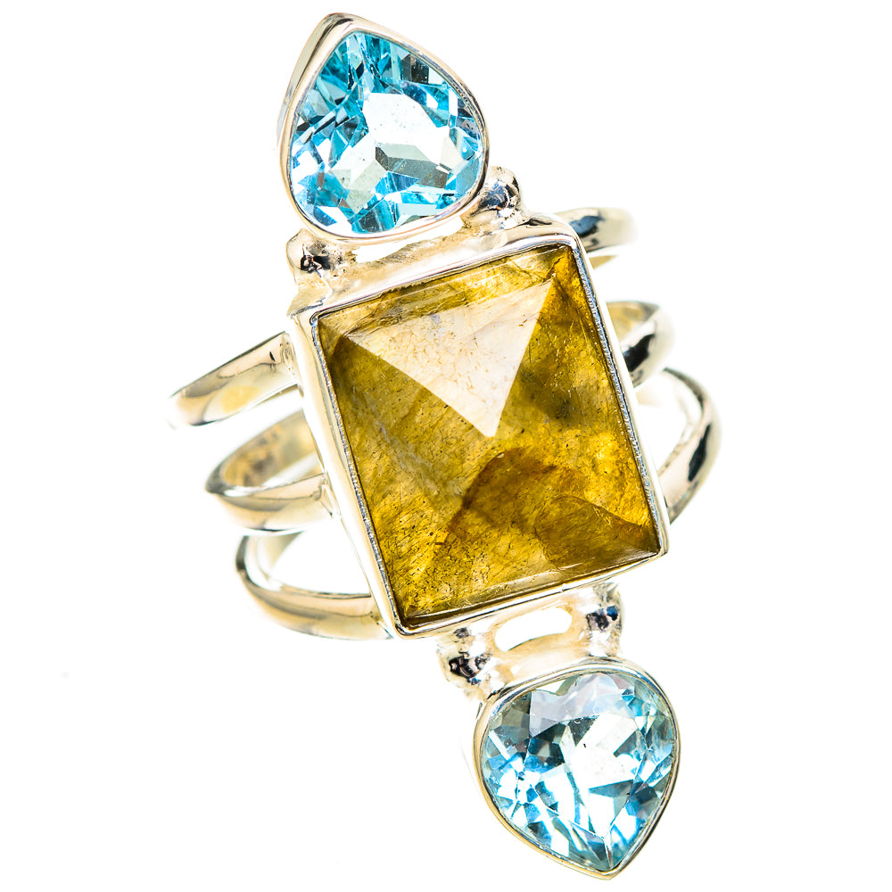Labradorite, Blue Topaz Rings handcrafted by Ana Silver Co - RING126833 - Photo 2