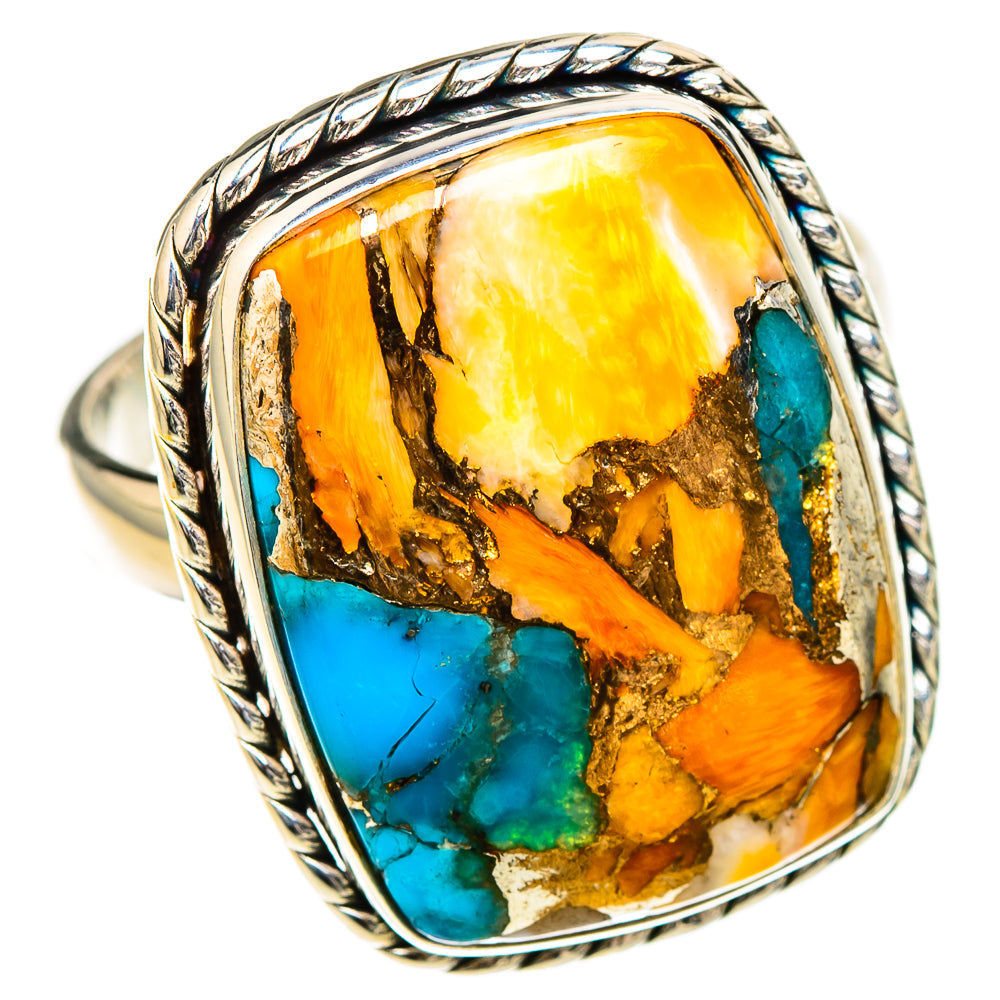 Spiny Oyster Turquoise Rings handcrafted by Ana Silver Co - RING126834 - Photo 2