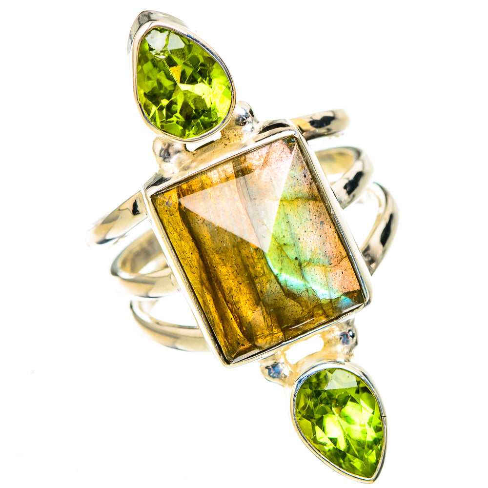 Labradorite, Peridot Rings handcrafted by Ana Silver Co - RING126842 - Photo 2
