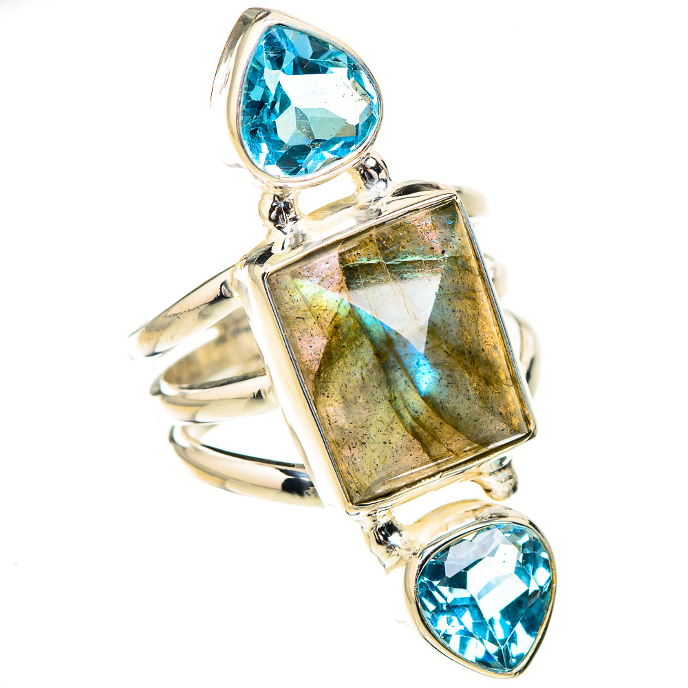 Labradorite, Blue Topaz Rings handcrafted by Ana Silver Co - RING126848 - Photo 2