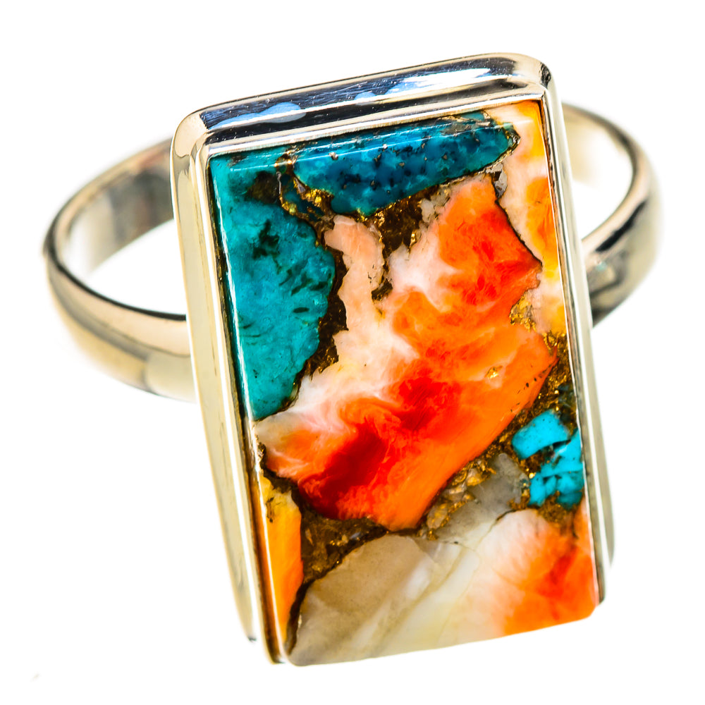 Spiny Oyster Turquoise Rings handcrafted by Ana Silver Co - RING126851 - Photo 2