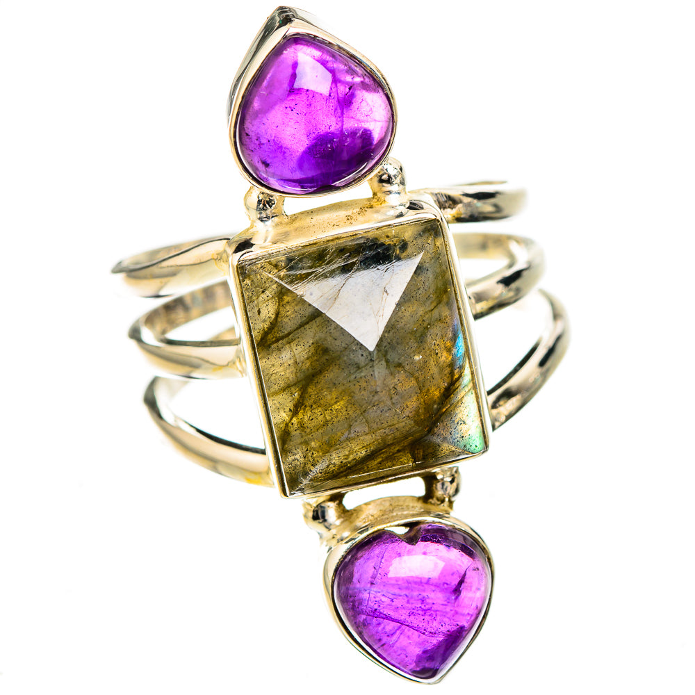 Labradorite, Amethyst Rings handcrafted by Ana Silver Co - RING126866 - Photo 2