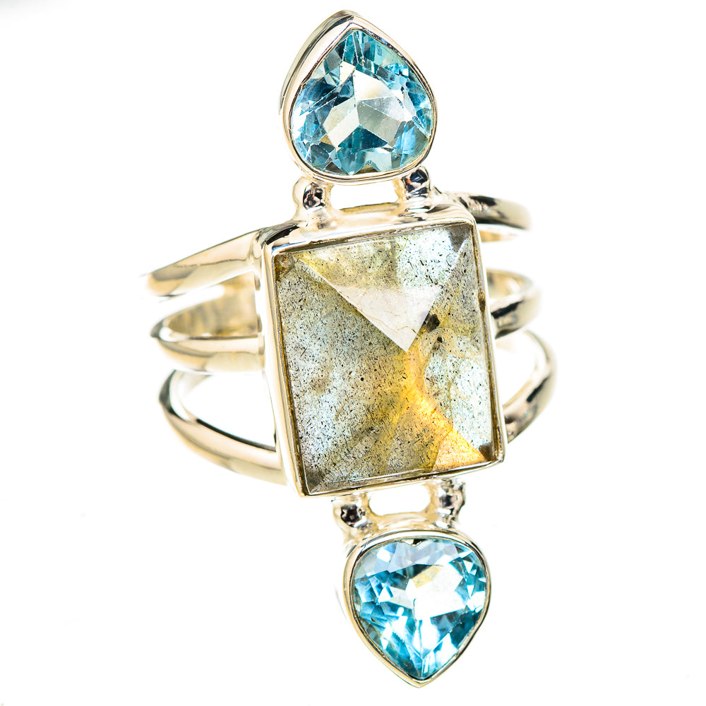 Labradorite, Blue Topaz Rings handcrafted by Ana Silver Co - RING126868 - Photo 2